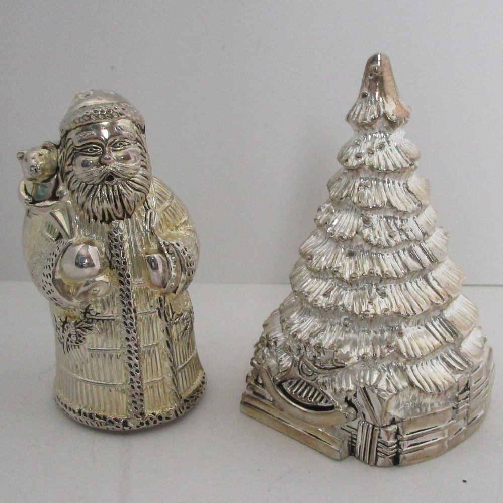 silver plated Christmas salt & pepper shaker set